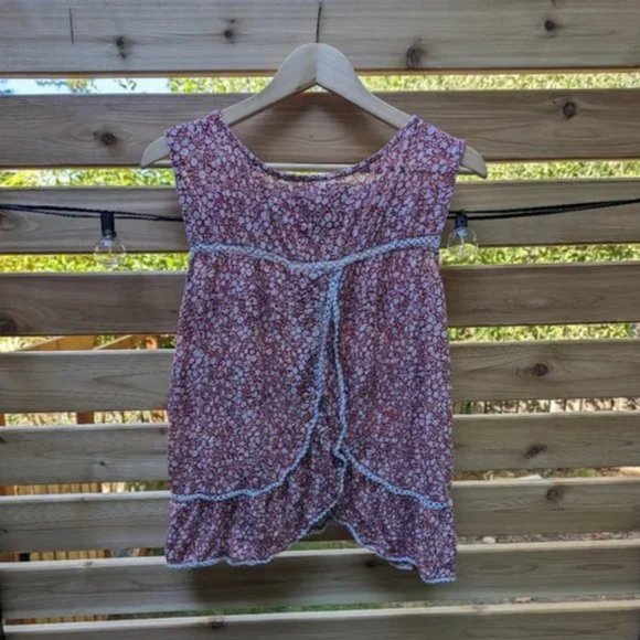 Maeve red floral flowy open back tank M - Picture 2 of 6